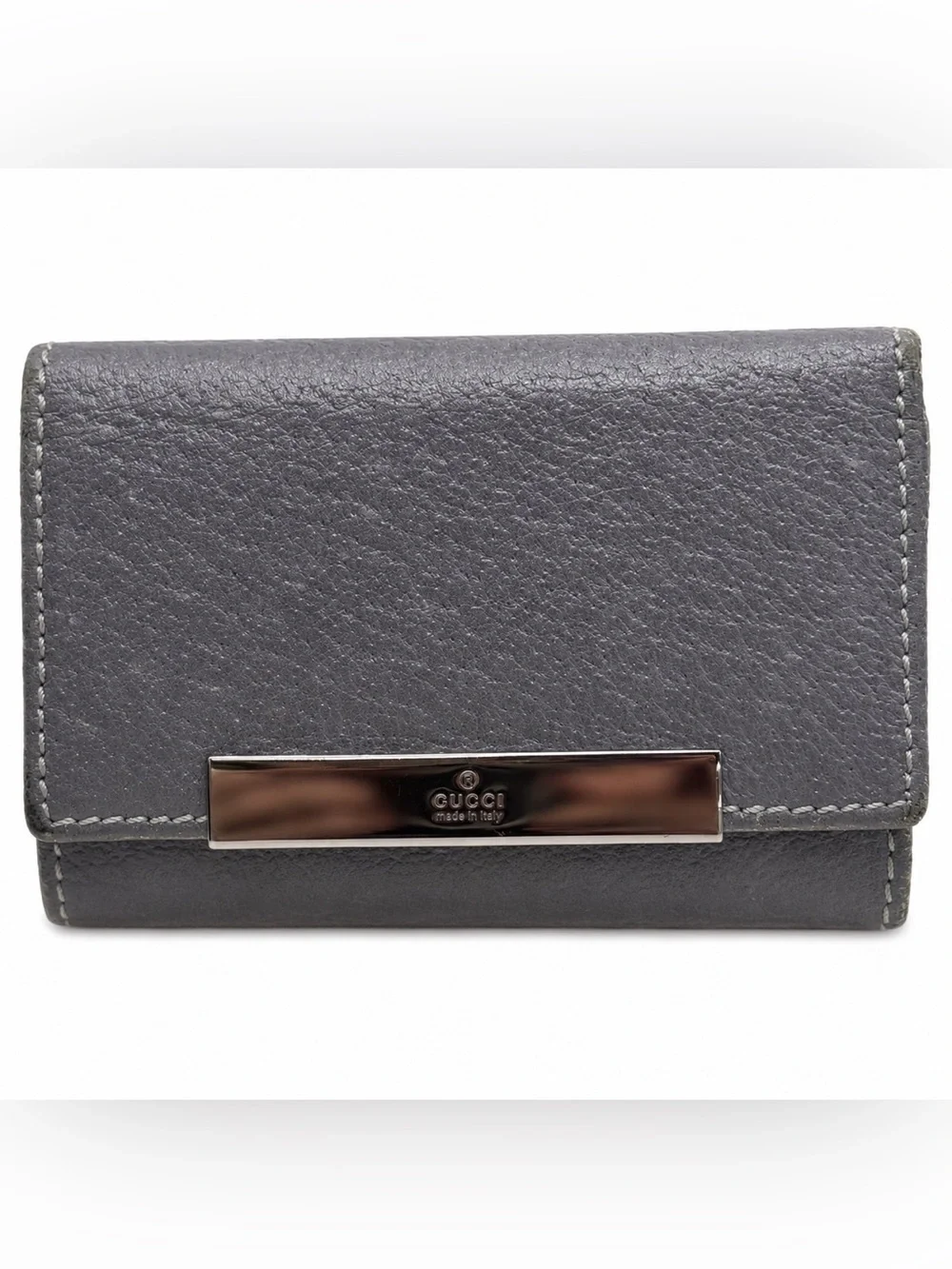 Gucci Gray Pebbled Leather 6 Hook Key Fob Made in Italy